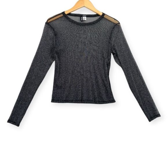 -H&M Divided Women’s Sheer Long Sleeve Tops M/L - Picture 2 of 10
